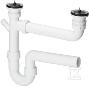 Zestaw odpływowy zlewozmywaków podwójnych z syfonem rurowym 6/4"x50 tworzywo sztuczne / biały, model 794851