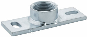 Płytka montażowa z mufą gwintowaną GW3/4", gwint wewnętrzny, podłużna 12x4cm, 2 otwory o rozstawie 9cm, stalowa ocynkowana (kanalizacja HDPE)