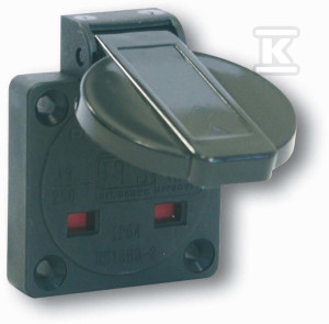 Однофазна панельна розетка P-Nova 16A 2P+Z 230V, фланець 50x50, англійський тип IP54