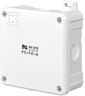 Коробка 2K IP55 / IP 65 98x98x46 5x2,5-4mm2 з клемами, Біла