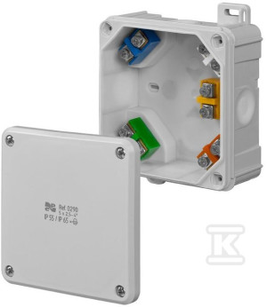 Puszka 2K IP55 / IP65 98x98x46 5x2,5-4mm2 z zaciskami, Szara