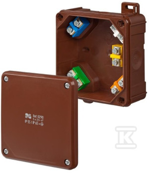 Коробка 2K IP55 / IP65 98x98x46 5x2,5-4mm2 з клемами, Коричнева