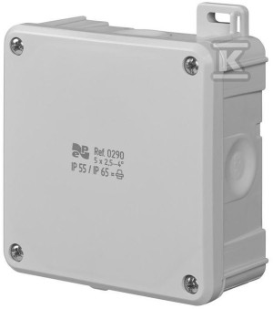 Коробка 2K IP55 / IP65 98x98x46, 5x2,5-4mm2, PG 13,5, Сіра