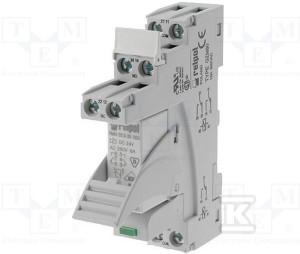 Przekaźnik interfejsowy PI84-012DC-M41G-MS-2012, styki: 2P, zasilanie: 12VDC, prąd obciążeniowy: 8A, szerokość: 15,5mm z gniazdem GZT80