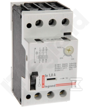 Wyłącznik silnikowy z wyzwalaczem termiczym i elektromagnetycznym z torem neutralnym N M250 (0,63A -1A)