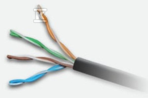 Kabel U/UTP kat.5e, teleinformatyczny, PE zewnętrzny suchy, Fca 4x2x24 AWG, 1Gb/s, czarny, 305m - ALANTEC