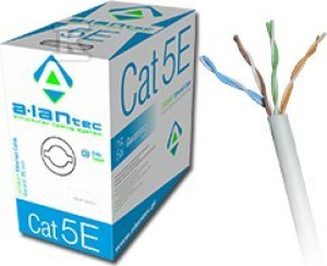 Kabel U/UTP kat.5e, teleinformatyczny, LSOH, Eca 4x2x24 AWG, 1Gb/s, 250 MHz, gwarancja 25 lat, certyfikat INTERTEK ETL, szary, 305m - ALANTEC