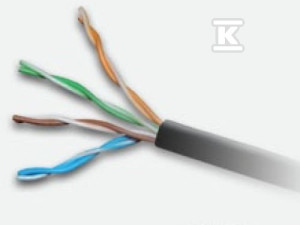 Kabel U/UTP kat.5e, teleinformatyczny, PE zewnętrzny żelowany, Fca 4x2x24 AWG, 1Gb/s, czarny, 305m - ALANTEC