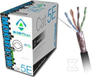 Kabel F/UTP kat.5e, teleinformatyczny, PE zewnętrzny żelowany, Fca 4x2x24 AWG, 1Gb/s, czarny, 305m - ALANTEC