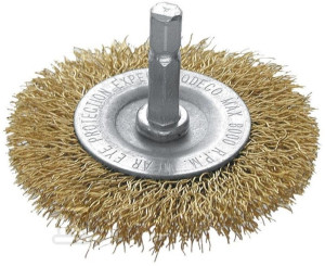Szczotka tarczowa z trzpieniem, 100mm, mosiadzowana, do wiertarki