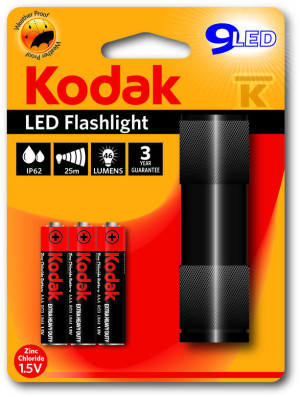 Ліхтарик Kodak 9-LED + 3 батарейки KAAA, чорний