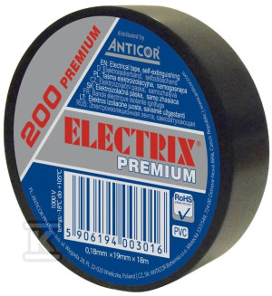 Taśma ELECTRIX 200 Premium, czarna 19 mm x 18 m