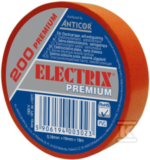 Стрічка ELECTRIX 200 Premium, червона 19 мм x 18 м