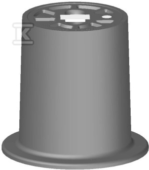 Skrzynka uliczna pełnożeliwna z napisem "W" (WODA), H=150mm, typ FIG-149, do nawiertki, korpus żeliwny, pokrywa żeliwna okrągła