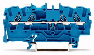 Złączka 3-przewodowa PE 2,5 mm do zastosowań Ex e II opis z boku i na środku na szynę TS 35 x 15 i 35 x 7,5 Push-in CAGE CLAMP 2,50 mm żółto-zielony