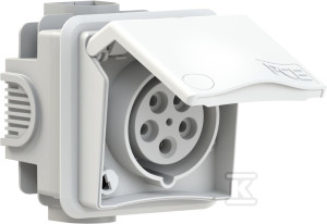 Gniazdo podtynkowe przelotowe zabudowane seria Design 16A 3P+Z+N 400V IP44