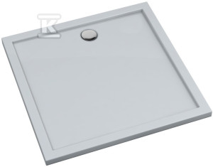 Brodzik kompozytowy "Corrina New" Stabilsound Plus Smooth White 90x90x4,5 cm kwadratowy z odpływem na środku boku