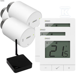 Głowica elektroniczna ENGO ETRV-M30 (3szt) w zestawie z regulatorem ENGO E25-230W (3szt) oraz bramką internetową ZigBee EGATE-PRO (1szt)