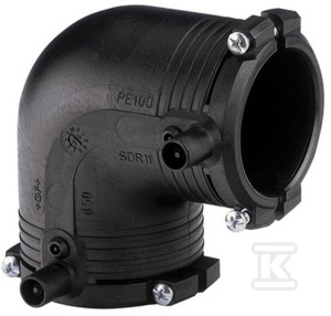 Kolano elektrooporowe 90ST. d63 PE100, SDR11, PN10 gaz/PN16 woda