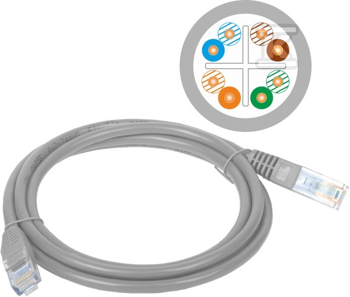 Patchcord U/UTP kat.6 PVC 1.0m szary ALANTEC