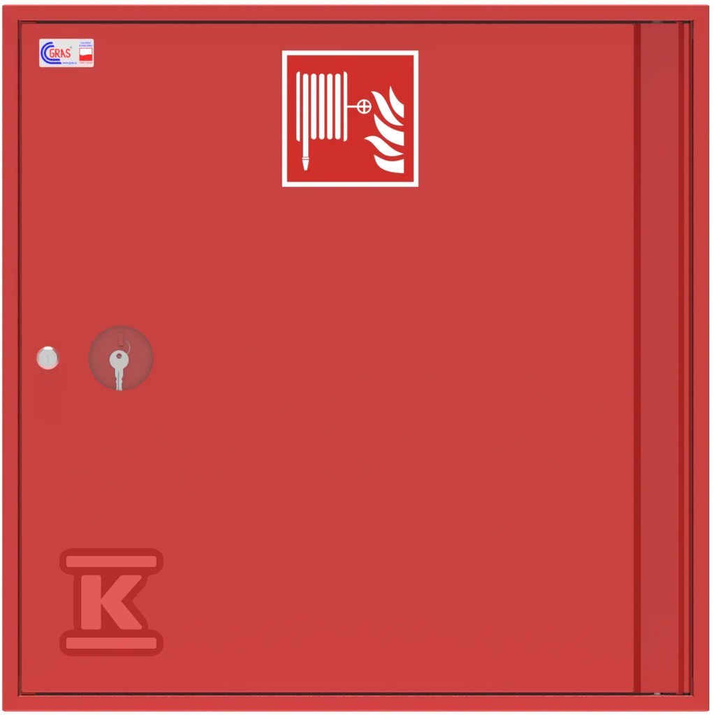 Hydrant wewnętrzny DN33 HWG-33-30 UNN natynkowy wąż półsztywny L=30m zamek patent 780x780x250mm kolor czerwony RAL3000 bez miejsca na gaśnicę