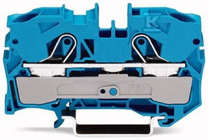 Złączka 2-przewodowa przelotowa 10 mm do zastosowań Ex e II oraz Ex i opis z boku i na środku na szynę TS 35 x 15 i 35 x 7,5 Push-in CAGE CLAMP 10,00