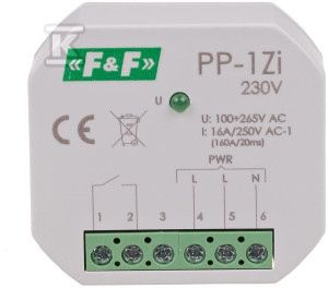 Przekaźnik elektromagnetyczny, 1Z 16A, montaż podtynkowy, U=100-265V AC, styk: 1Z 16A (160A/20ms) PP-1Zi