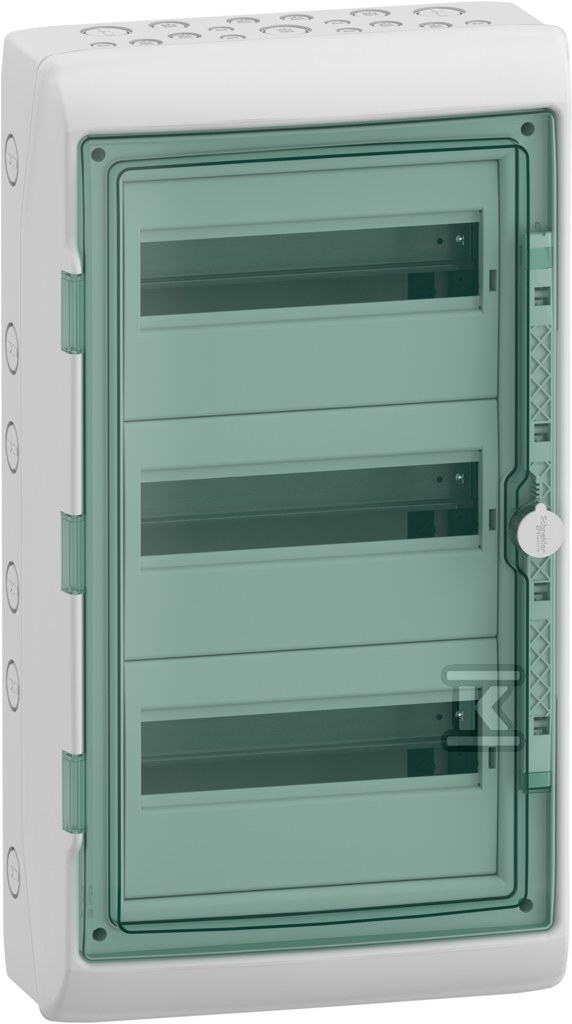 Шафа розподільча накладного монтажу Mureva (колишня Kaedra) IP65 MRV-3-12-NT-T прозорі двері 3 ряди 12 модулів/ряд