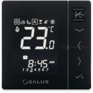 Regulator temperatury przewodowy SALUS VS30B 230V programowalny tygodniowy podtynkowy czarny