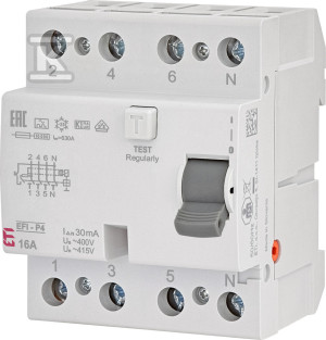 Вимикач диференційного струму EFI-P4 A 16/0.03