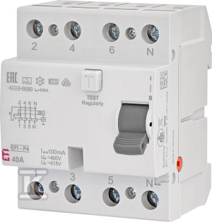 Вимикач диференційного струму EFI-P4 A 40/0.1
