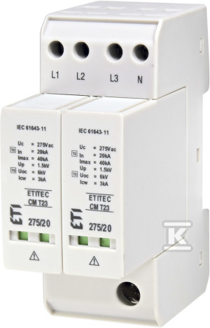 Modułowy ogranicznik przepięć ETITEC CM T23 275/20 4+0