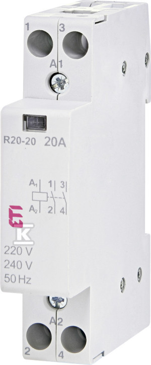 Stycznik modułowy 20A 2 styki zwierne (1 moduł 2-biegunowy) R 20-20 230V