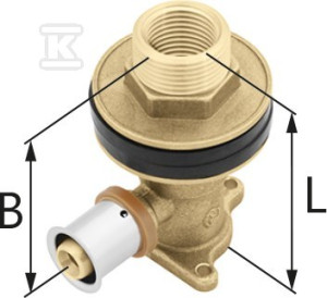 Kolano ścienne mosiężne z uszami do suchej zabudowy GZ/GW ultraPRESS - 16 Rp1/2" L = 78 mm