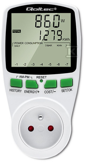 Watomierz Licznik zużycia energii PM0627 z historią pomiaru | 3680W | 16A | LCD
