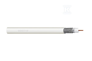 Коаксіальний кабель DIGITUS RG-6, 75 Ом, екран (2 x фольга + обплетення 77%), Eca, PVC, 500м, білий, котушка