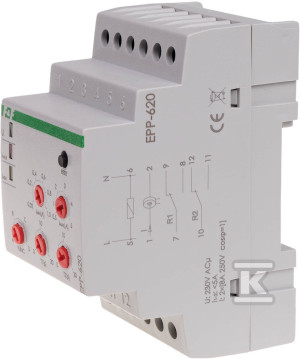 Przekaźnik prądowy cztero-funkcyjny, styki: 2x2P, Imax=16A, montaż na szynę, 3 moduły, EPP-620