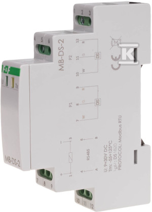Przetwornik pomiaru temperatury z wyjściem modbus rtu, dla ds x2, bez sondy MAX-MB-DS-2