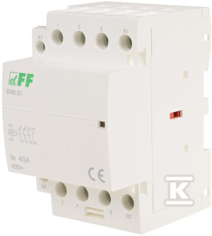 Модульний контактор ST40-31, 3NO+1NC, I=40A, напруга котушки U=230V AC, 3 модулі