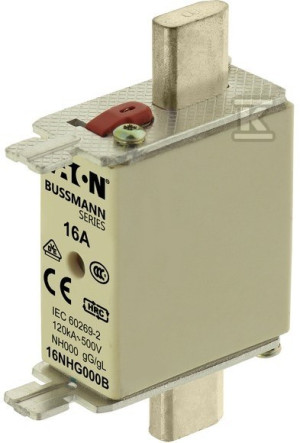 Вставка запобіжника, LV, 16 A, AC 500 V, NH000, gL/gG, IEC, подвійний індикатор