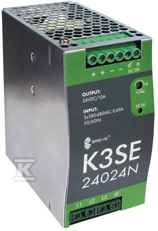 Zasilacz impulsowy K3SE 24024 3x400/ 24VDC 10A 240W na szynę DIN, Uzas: 340-550VAC, Ta70, 17000-1013