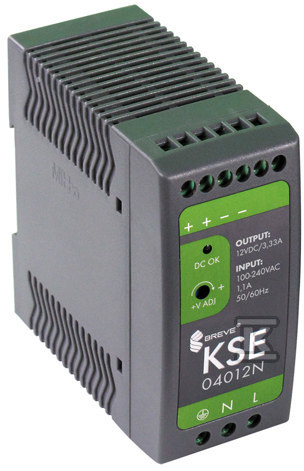 Zasilacz impulsowy KSE 04012P 230/ 12VDC 3,3A 40W na szynę DIN, Uzas: 85-264VAC, Ta70, 18912-9990