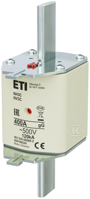 Wkładka bezpiecznikowa - NH3C gG 400A/500V - zwłoczna