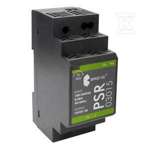 Zasilacz impulsowy PSR 03015 230/ 15VDC 2A 30W na szynę DIN, Uzas: 85-264VAC, Ta70, 17000-1557