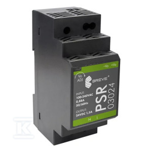 Zasilacz impulsowy PSR 03024 230/ 24VDC 1,5A 36W na szynę DIN, Uzas: 85-264VAC, Ta70, 17000-1558