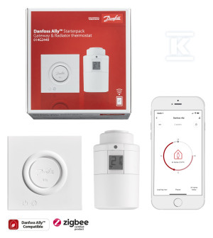 Bramka oraz elektroniczny termostat grzejnikowy Danfoss Ally Starter KIT