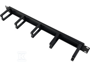 Organizator kabli 1U 19" z przepustem szczotkowym, 5 plastikowych uchwytów, czarny ALANTEC