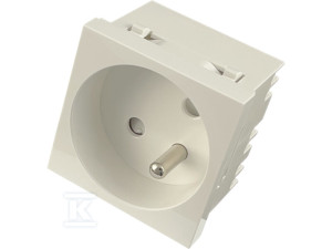 Modułowe gniazdo elektryczne 2P+Z, 45x45, standardowe - przystosowane do budowy gniazd modułowych wielokrotnych. ALANTEC