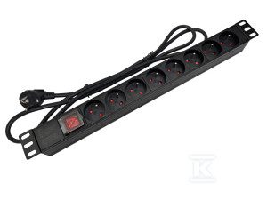 Listwa zasilająca 19" 230V - 8 gniazd (typu E - CEE 7/5), z wyłącznikiem LED, kabel 1,8m CEE 7/7 ALANTEC