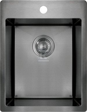 Zlewozmywak stalowy Olfato Precious, titanium, 1-komorowy 390x505x200 mm + osprzęt Space-Saver
